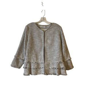 Tahari Woven Fringe Jacket M
